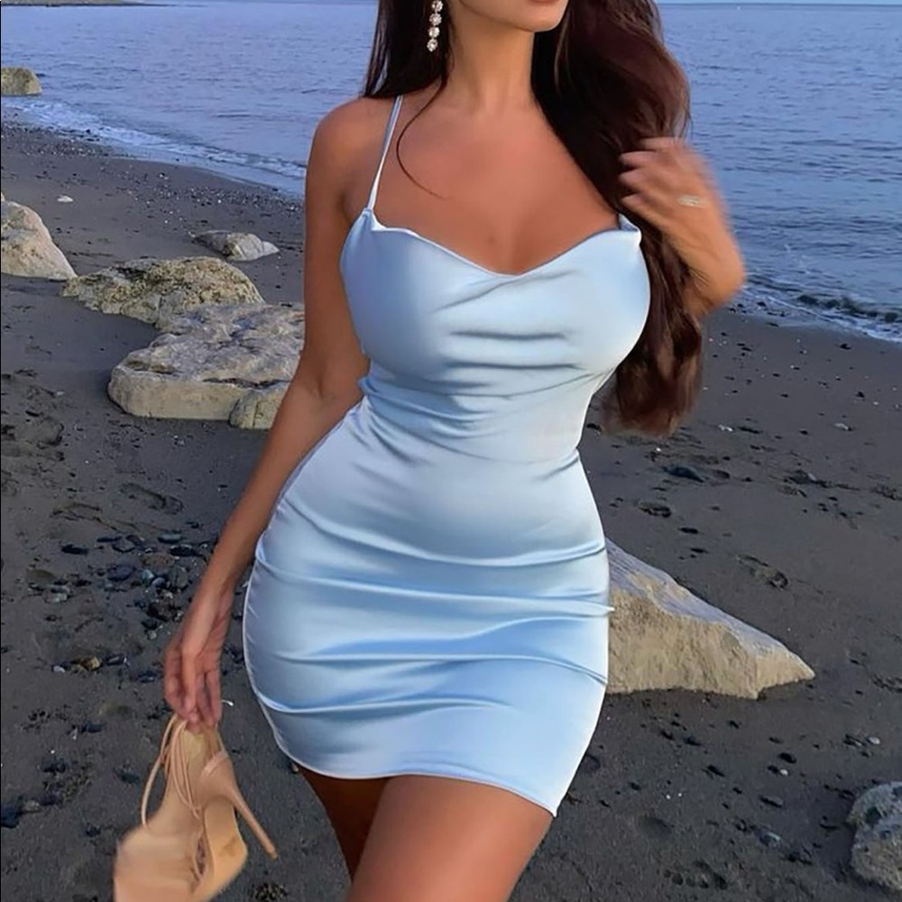 Fashion nova baby blue dress